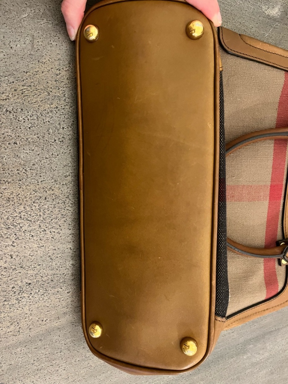 Burberry Brown and Tan Canvas & Leather Bowling Satchel- Oversized - Picture 7 of 15
